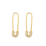 925 Silver Rainbow Zircon Safety Pin Stud Earrings