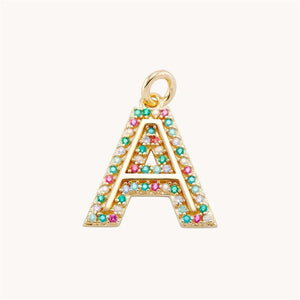 925 Silver Zircon Letter Charms for DIY Necklaces