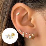 925 Silver Flower Moon Tragus Piercing Earring