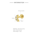 925 Silver Flower Moon Tragus Piercing Earring