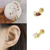 925 Silver Flower Moon Tragus Piercing Earring