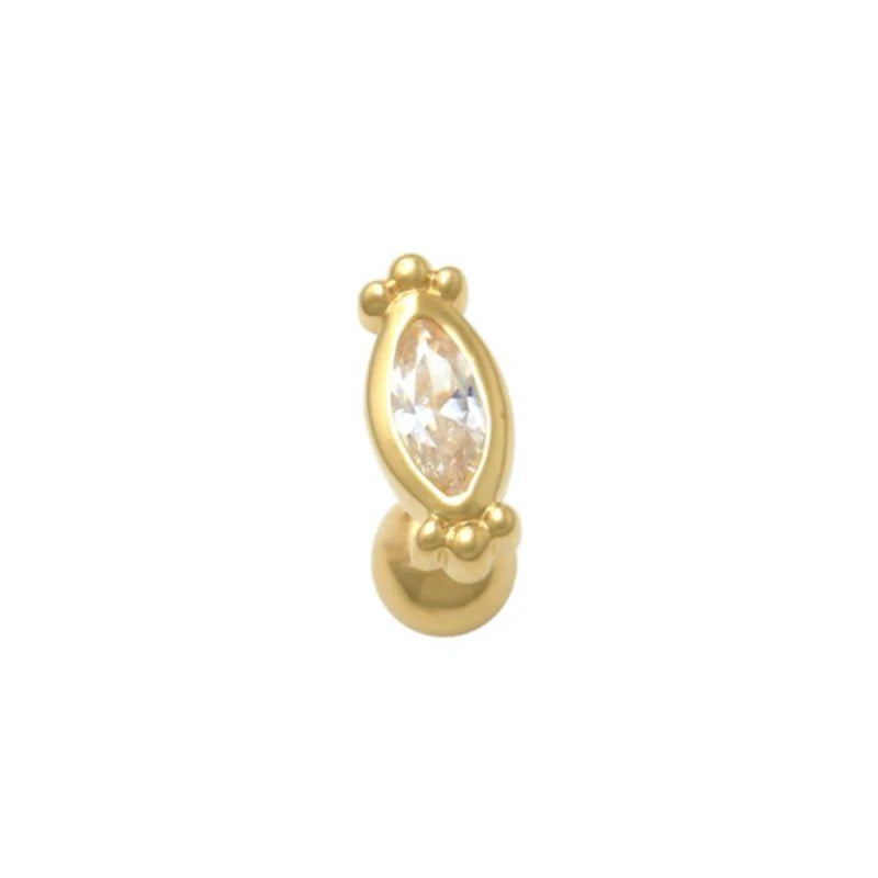 925 Silver Evil Eye Leaf Branch Stud Earrings Zircon Heart Cross Piercing