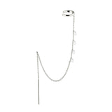 925 Silver Crystal Tassel Ear Cuff Zircon Clip Earrings