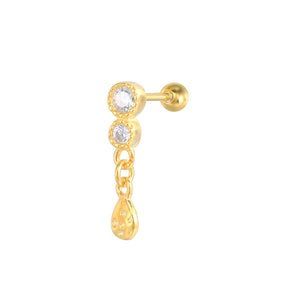 925 Silver CZ Angel Wing Stud Earrings Tiny Bull Head Bee Lock Bar Ear Studs