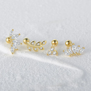 925 Silver CZ Jeweled Diamond Stud Earrings For Women