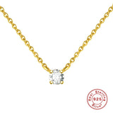 925 Silver CZ Pendant Necklace For Women Crystal Chain Necklaces