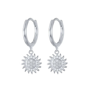 925 Silver CZ Sun Moon Star Hoop Earrings Evil Eyes Butterfly Cactus