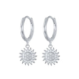 925 Silver CZ Sun Moon Star Hoop Earrings Evil Eyes Butterfly Cactus