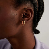925 Silver Colorful Enamel Circle 9mm Huggie Earrings For Women Girls