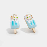 925 Silver Popsicle Stud Earrings Colorful Enamel Ice Cream Jewelry