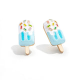 925 Silver Popsicle Stud Earrings Colorful Enamel Ice Cream Jewelry