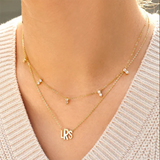 925 Silver Double Zircon Pendants Necklaces for Women