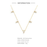 925 Silver Double Zircon Pendants Necklaces for Women
