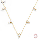 925 Silver Double Zircon Pendants Necklaces for Women