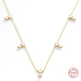 925 Silver Double Zircon Pendants Necklaces Women Stackable Clavicle Jewelry