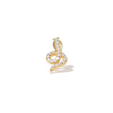 925 Silver Small Snake Piercing Earrings Twisted Zircon Studs 1piece