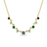 925 Silver Colorful CZ Chain Necklace Red Crystal Choker