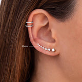 925 Silver CZ Piercing Earring Climber Long Line Shape Ear Crawler Studs