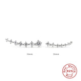 925 Silver CZ Piercing Earring Climber Long Line Shape Ear Crawler Studs