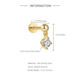925 Silver Zircon Chain Drop Earrings Piercing