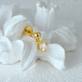 925 Silver Zircon Chain Drop Earrings Piercing