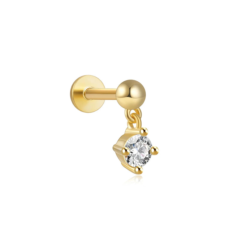 925 Silver Zircon Chain Drop Earrings Piercing