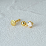 925 Silver Zircon Chain Drop Earrings Piercing
