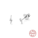 925 Sterling Silver CZ Lightning Stud Earrings