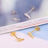 925 Sterling Silver CZ Lightning Stud Earrings