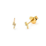 925 Sterling Silver CZ Lightning Stud Earrings