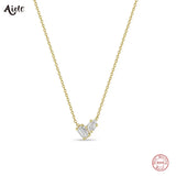 925 Silver Rectangle Oval CZ Zircon Pendant Necklace Women Clavicle Choker