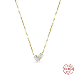 925 Silver Rectangle Oval CZ Zircon Pendant Necklace For Women