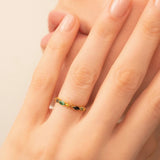 925 Silver Colorful Zircon Crystal Rings Boho Stackable Finger Rings