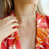 925 Silver Y Shape Necklace Zircons Chain Tassel Choker for Women