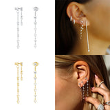 925 Silver Tassel Drop Earrings Purple Zircon Turquoise Charm Dangle