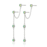 925 Silver Tassel Drop Earrings Purple Zircon Turquoise Charm Dangle