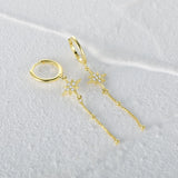 925 Silver Long Tassel Drop Earrings Purple Green Charm Dangle