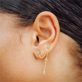 925 Silver Tassel Drop Earrings Purple Zircon Turquoise Charm Dangle