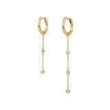 925 Silver Moon Star Charm Dangle Earrings Tassel Zircon Drop Long Chain