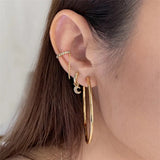 925 Silver Moon Star Charm Dangle Earrings Tassel Zircon Drop Long Chain