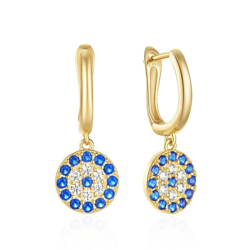 925 Silver Devil's Eye Drop Earrings Zircon Piercing Pendant Dangling Jewelry