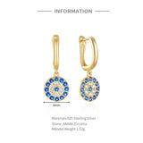 925 Silver Devil's Eye Drop Earrings Zircon Piercing Pendant Dangling Jewelry