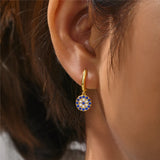 925 Silver Devil's Eye Drop Earrings Zircon Piercing Pendant Dangling Jewelry