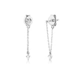 925 Silver Tassel V Dangle Earrings Zircon Charm Women Front Back Jewelry