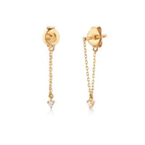925 Silver Tassel V Dangle Earrings Zircon Charm Women Front Back Jewelry