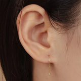 925 Silver Tassel V Dangle Earrings Zircon Charm Women Front Back Jewelry