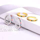 925 Silver Dbl Circle Ear Cuff W/Zircon Clip Earrings
