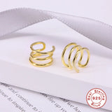 925 Silver Dbl Circle Ear Cuff W/Zircon Clip Earrings
