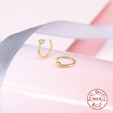 925 Silver Double Circle Ear Cuff Colorful Zircon Clip Earrings