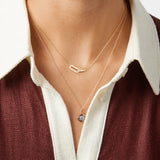 Sterling Silver Double Circle Pendant Necklace Zircons Charm Necklace